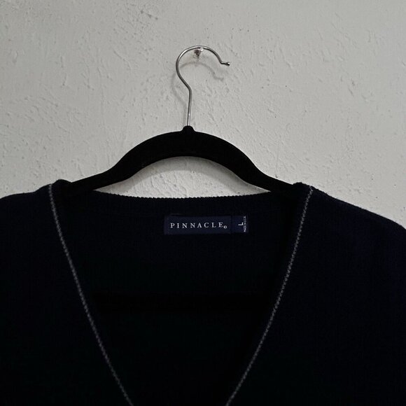 Pinnacle Golf Sweater Vest Mens Large Black Gray Golf Club Logo V Neck Pullover - Picture 7 of 10